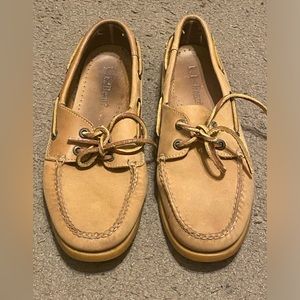 Mens‎ L.L. Bean Tan Beige Leather Slip On Moccassins Size 9 0CBM8